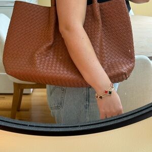 Chic Brown Woven Tote Bag
